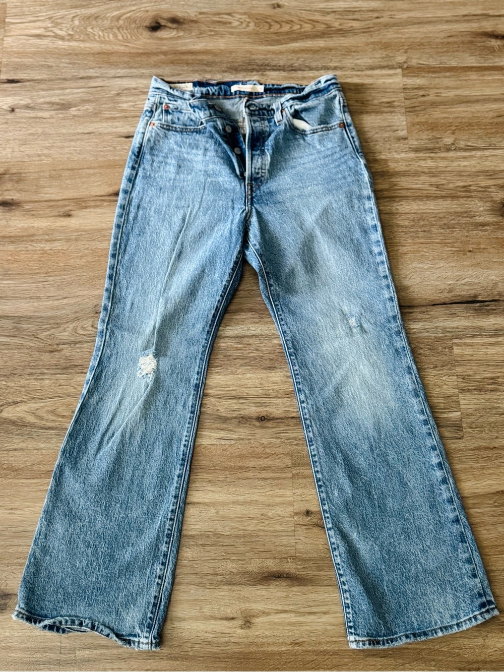 Levi's Light Blue Distressed Wide-Leg Jeans